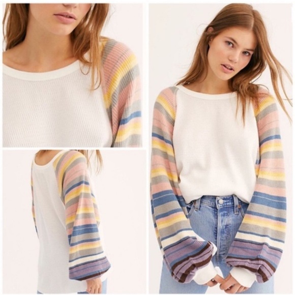 We The Free Tops - Free People We The Free Rainbow Dreams Textured Pullover Sweater Size Medium